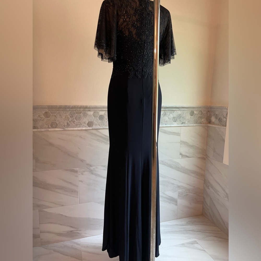 New XSCAPE Lace Embellished Corset Flatter Mermaid Navy Gown Sz 6/8 - Picture 11 of 13